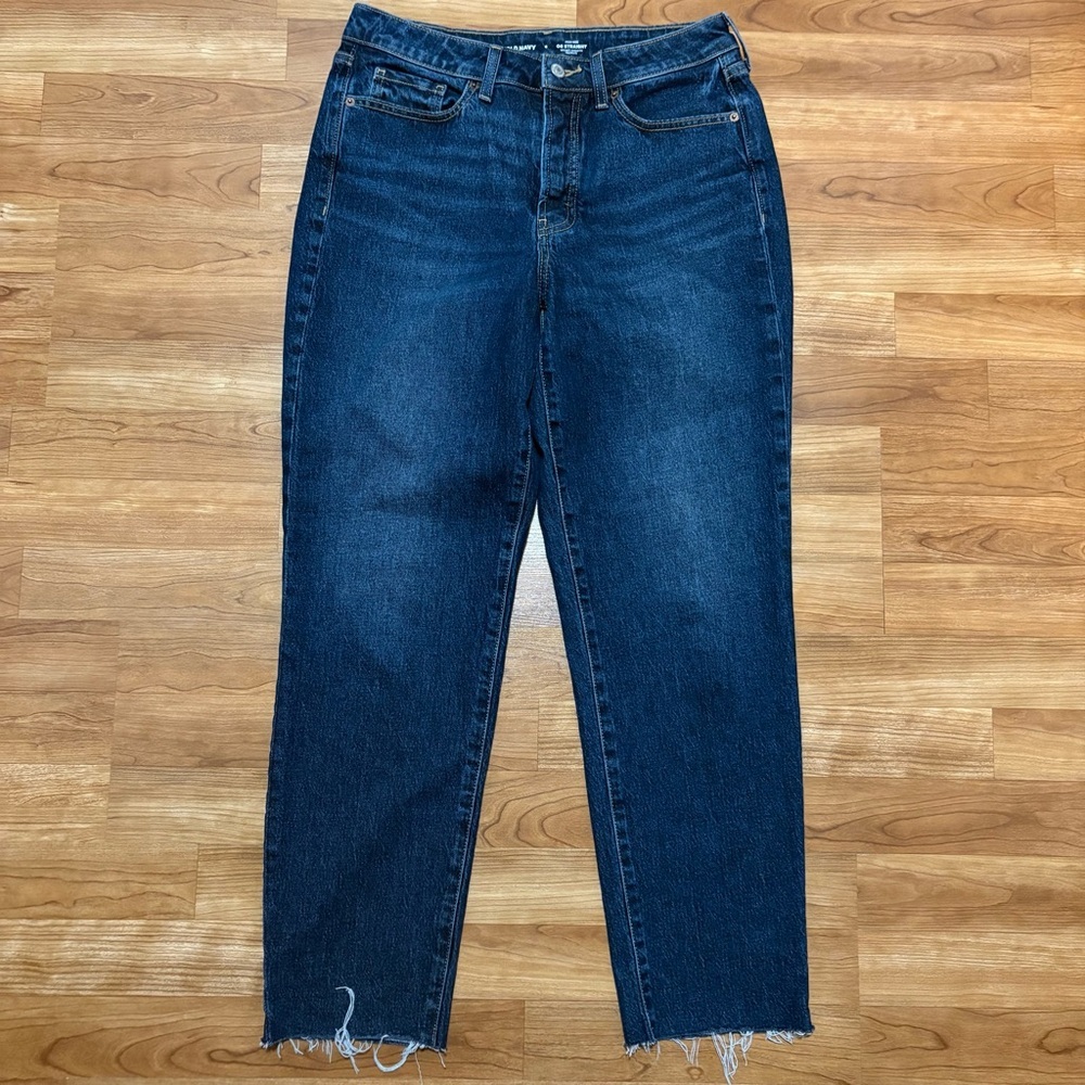 Old Navy Women's Size 8 O.G. Straight Jeans High-Rise Dark Wash Denim